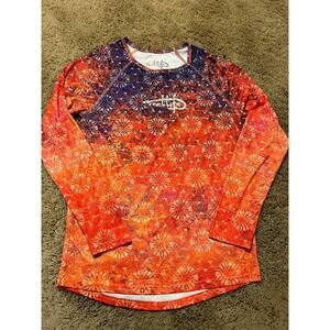 REEL LIFE size L SHIRT Performance Long Sleeve Sport Sun Purple Red Orange J24
